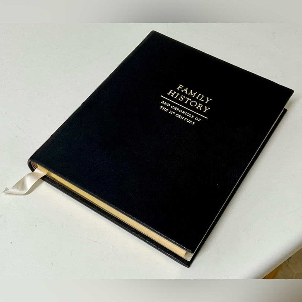 Graphic Image Black English Goat Skin Leather Bound  Family History Book Album